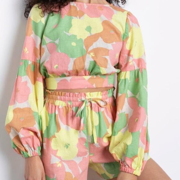 Sanctuary Look Back Floral Crop Top Size Large - Picture 1 of 8